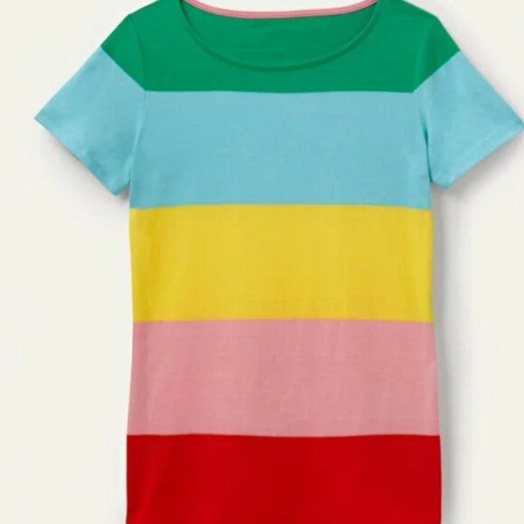 Boden Tops - Boden Rainbow Striped Colorblock T-Shirt Short Sleeve 100% Cotton